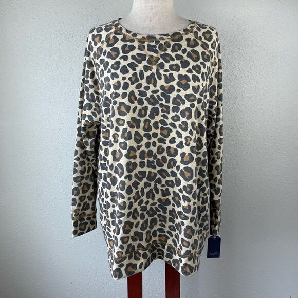 NWT Angels Forever Young Leopard Print Sweatshirt Size 1X - Picture 1 of 9